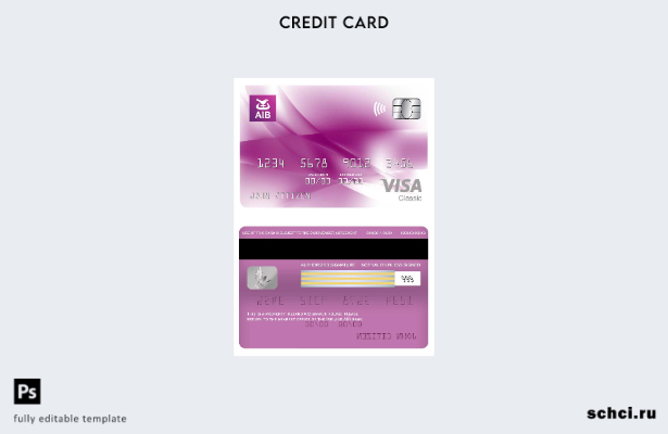 цифровая загрузка шаблона классической карты Visa банка AIB Ирландии